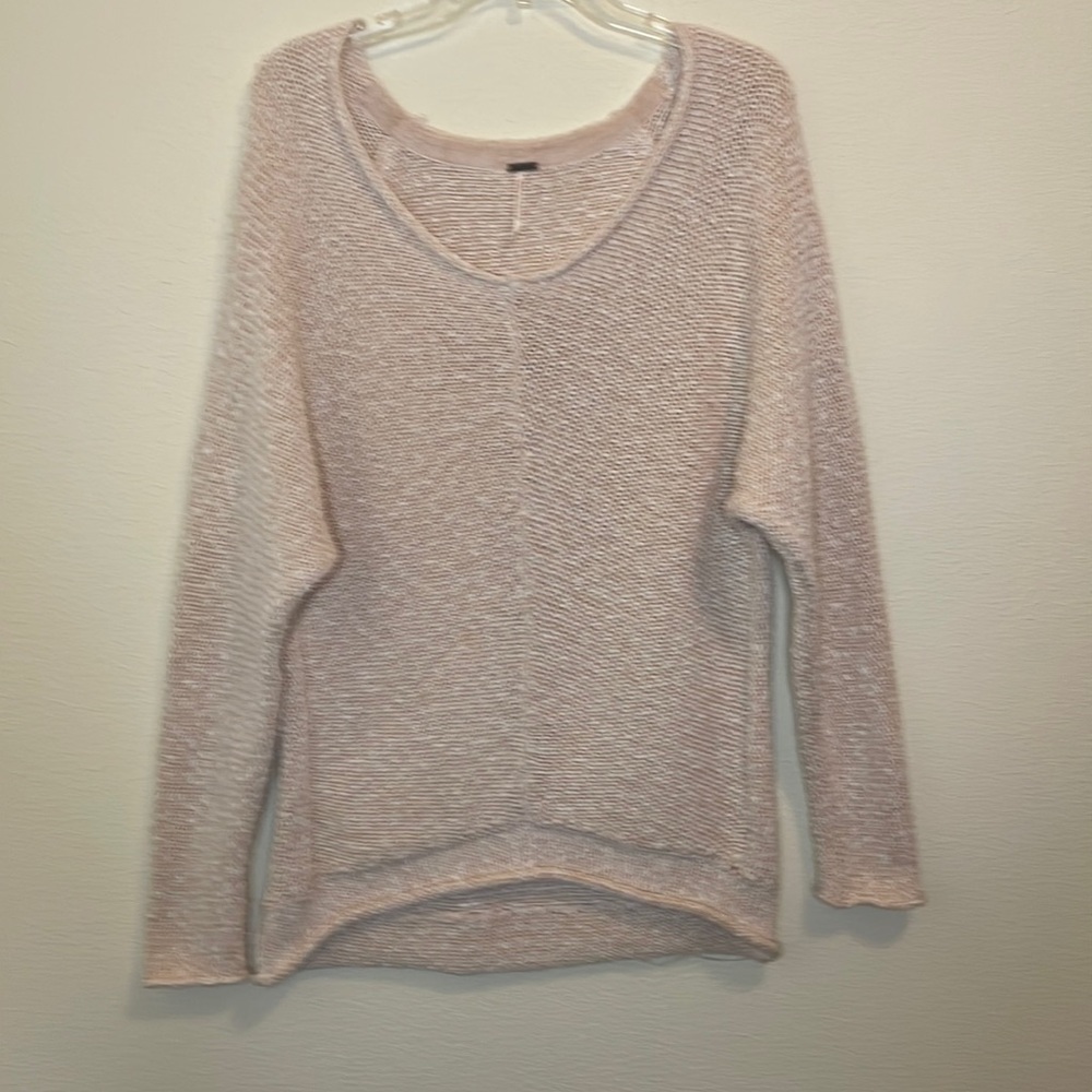 Free People Light Pink Oversized Knit Sweater Size XS